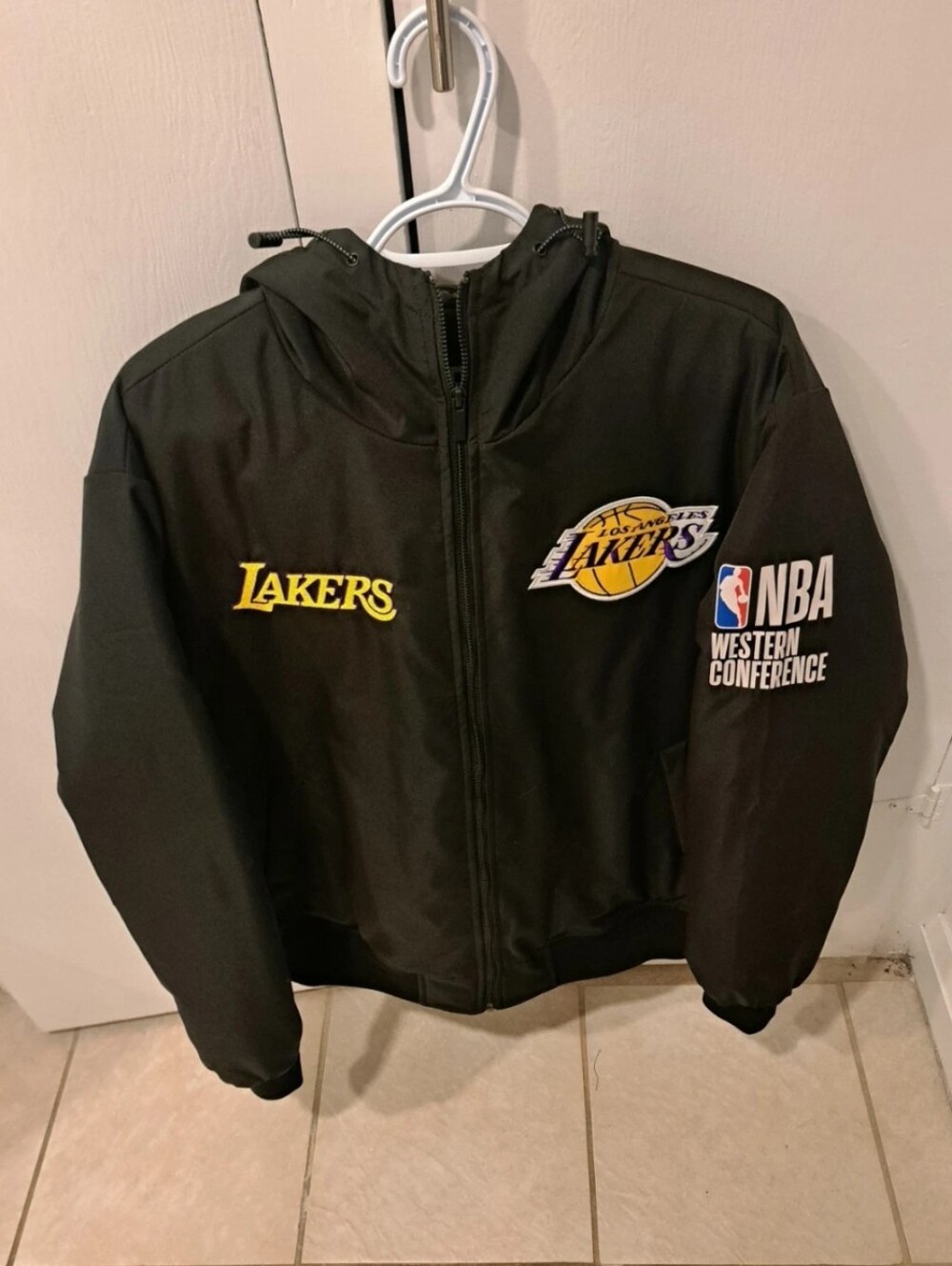 Men's Los Angeles Lakers NBA Embroidered Hooded Bomber Jacket